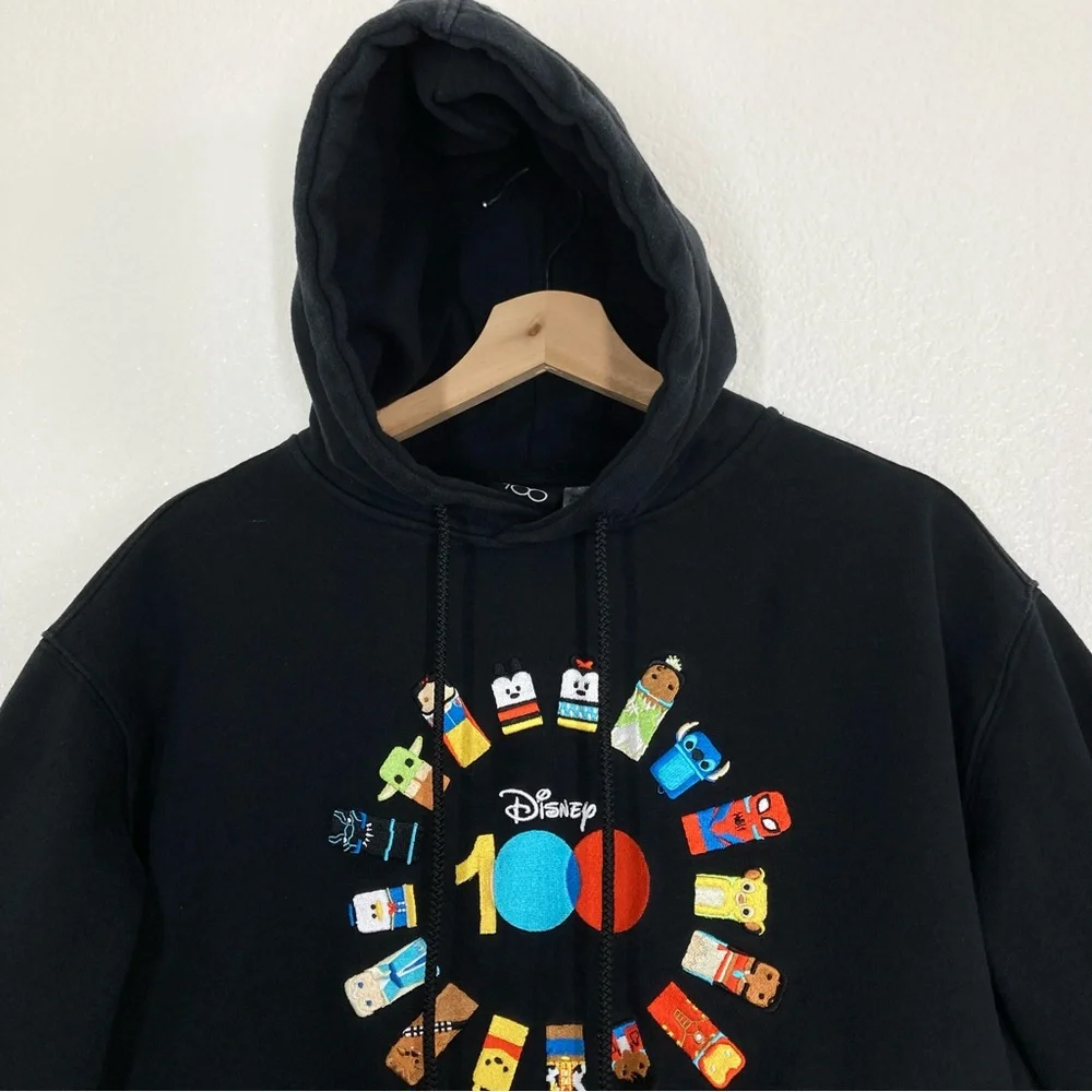 Disney 100 Unified Characters Pullover Hoodie for Women's M Black Cropped